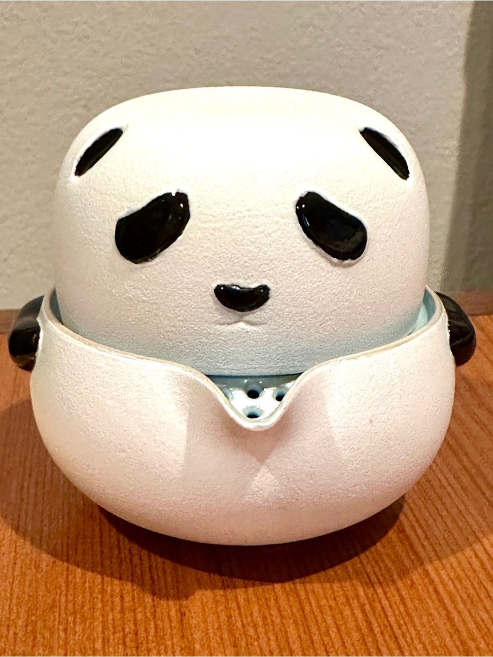 New Black & White Panda Travel Teapot - Stacking Cup Lid Ceramic Tea Set - Cute